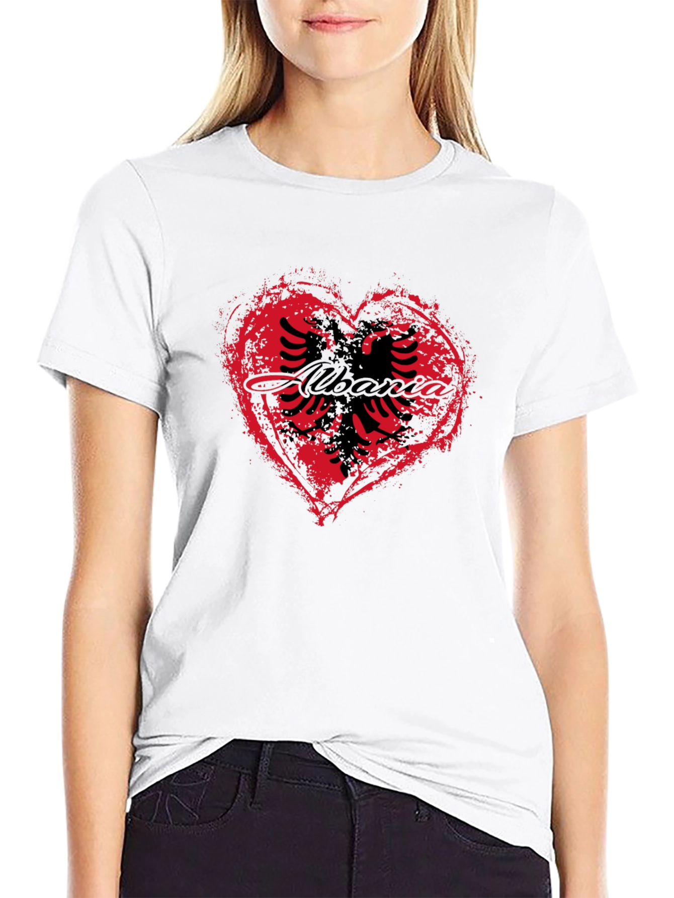 Albania Heart T-Shirt - Black