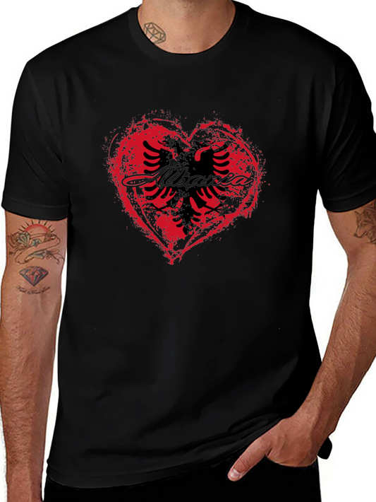 Albania Heart T-Shirt - Black