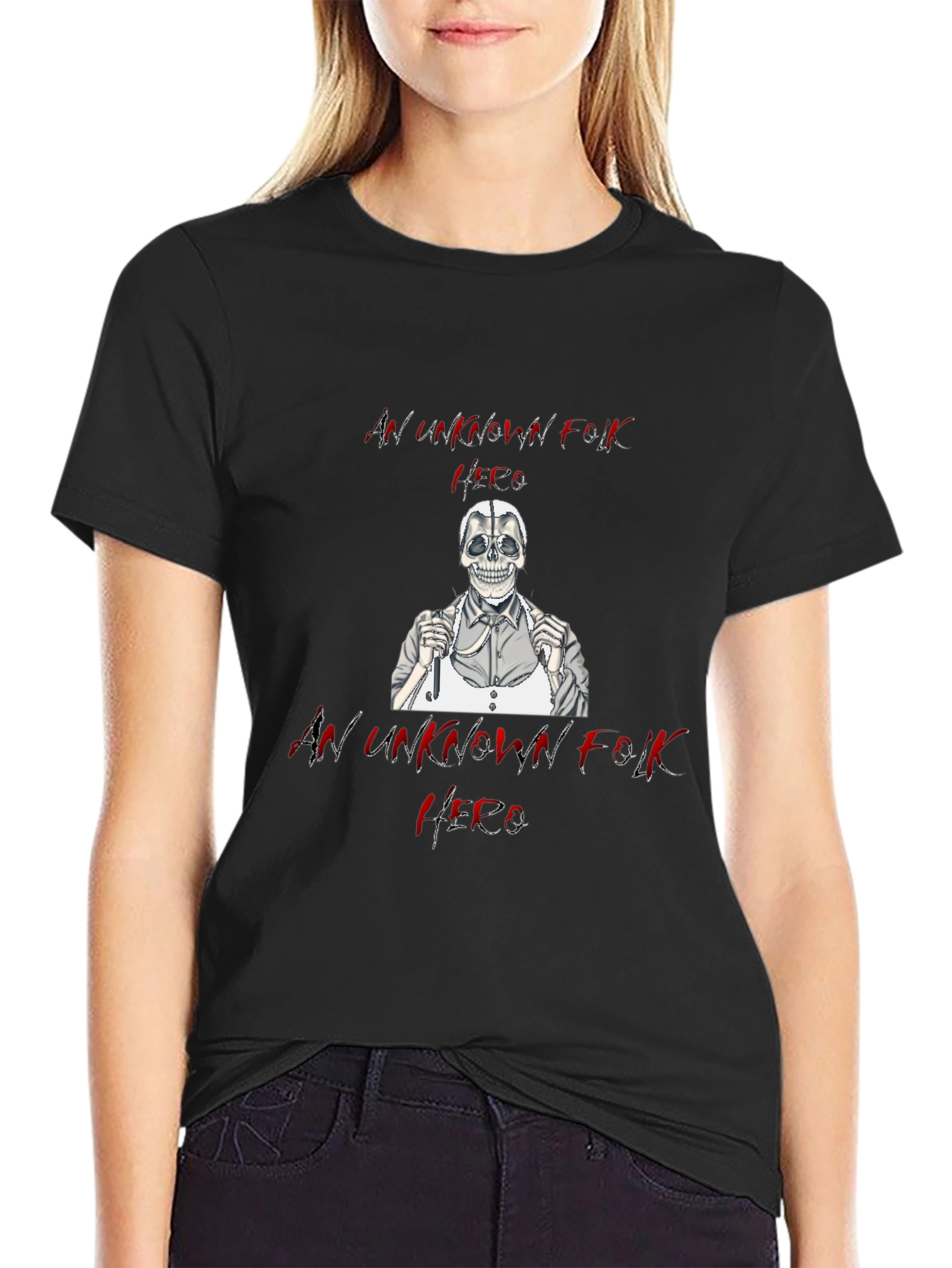 Unknown Folk Hero Skull Graphic Black T-Shirt