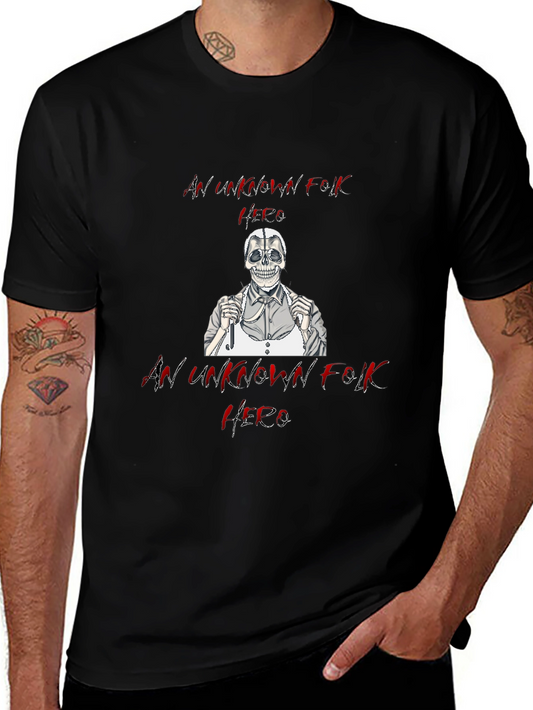 Unknown Folk Hero Skull Graphic Black T-Shirt