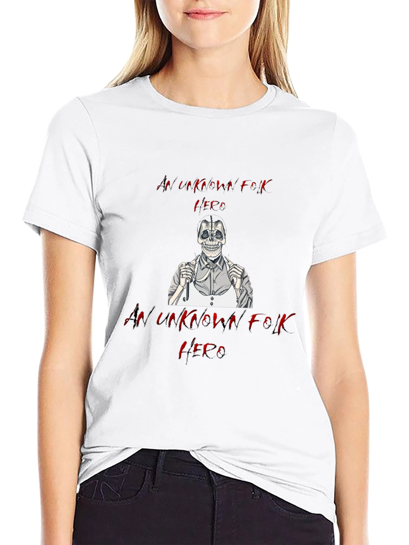 Unknown Folk Hero Skull Graphic Black T-Shirt
