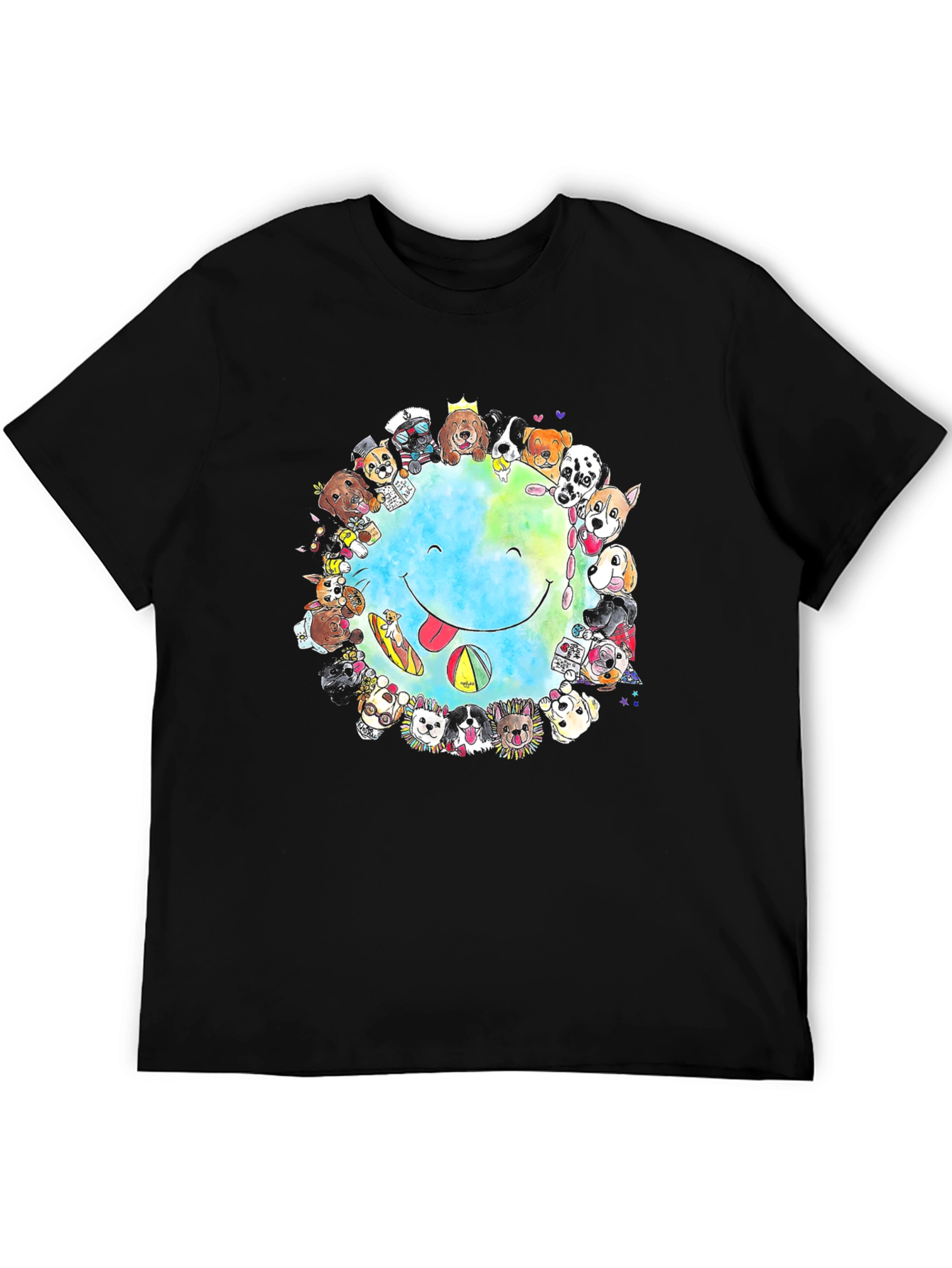 Dog Lover Smile Earth Graphic T-Shirt