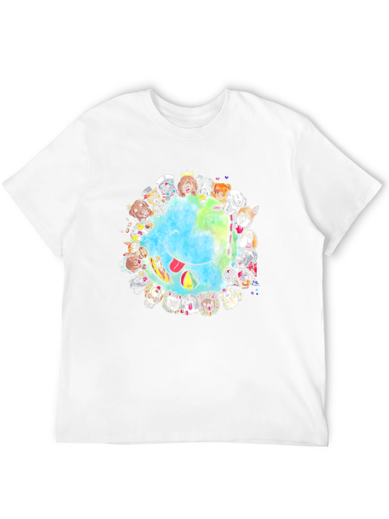 Dog Lover Smile Earth Graphic T-Shirt