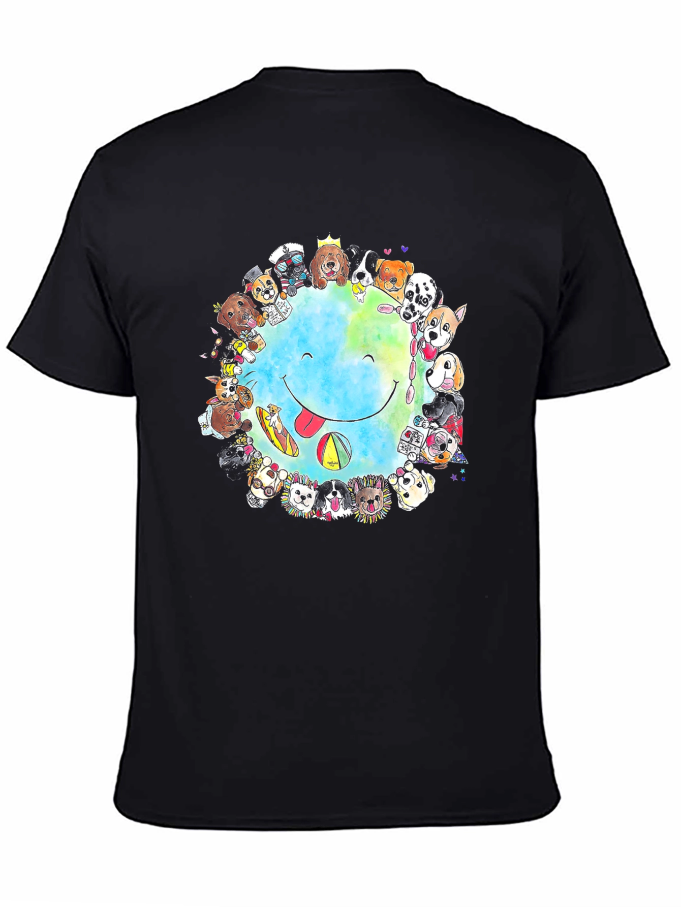 Dog Lover Smile Earth Graphic T-Shirt