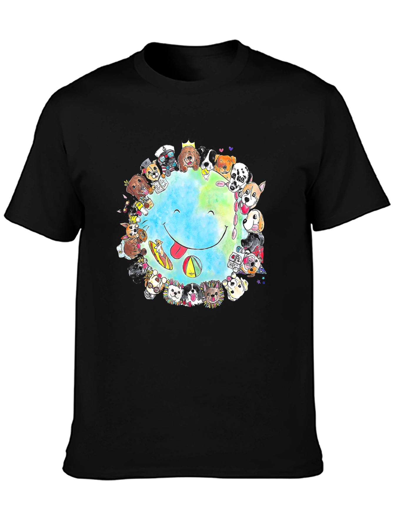 Dog Lover Smile Earth Graphic T-Shirt
