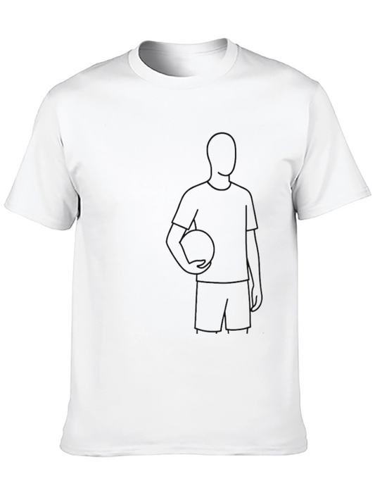 Mens Black Graphic T-Shirt - Soccer Player Design