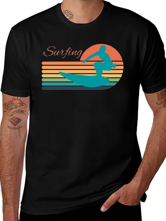 Retro Surfing Silhouette Graphic Tee