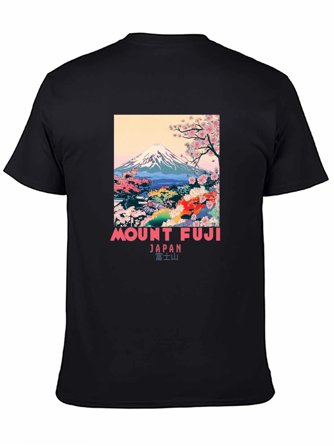 Mount Fuji Japan Graphic Black T-Shirt