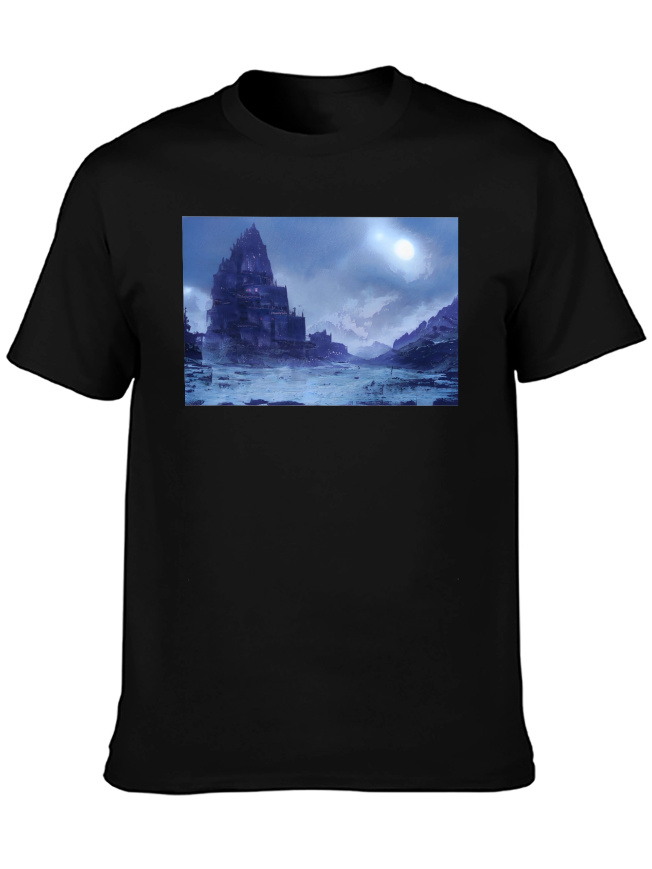 Medieval Castle Landscape Black T-Shirt