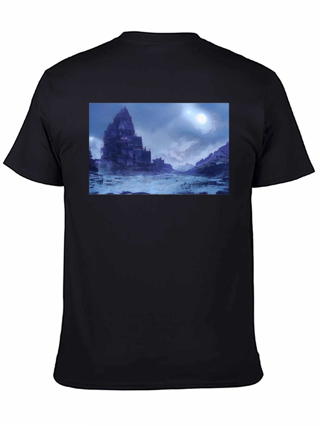 Medieval Castle Landscape Black T-Shirt