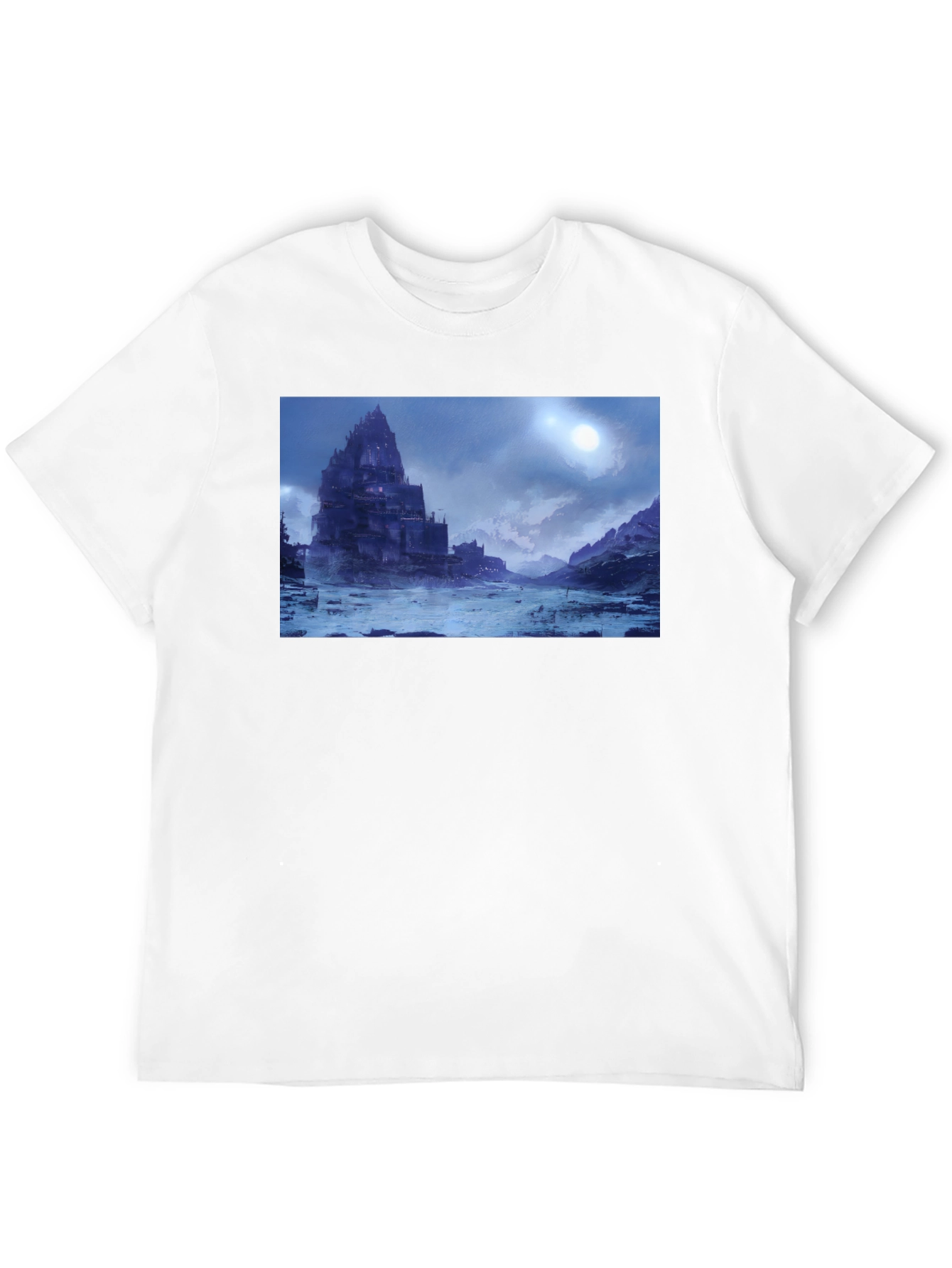 Medieval Castle Landscape Black T-Shirt