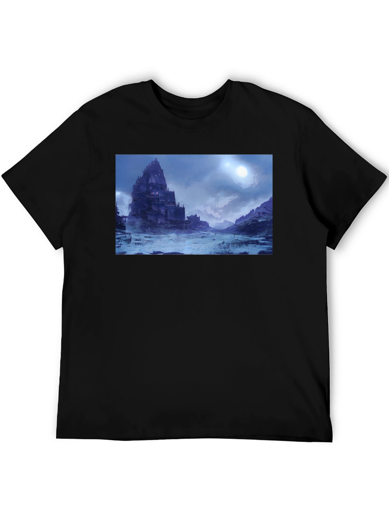 Medieval Castle Landscape Black T-Shirt