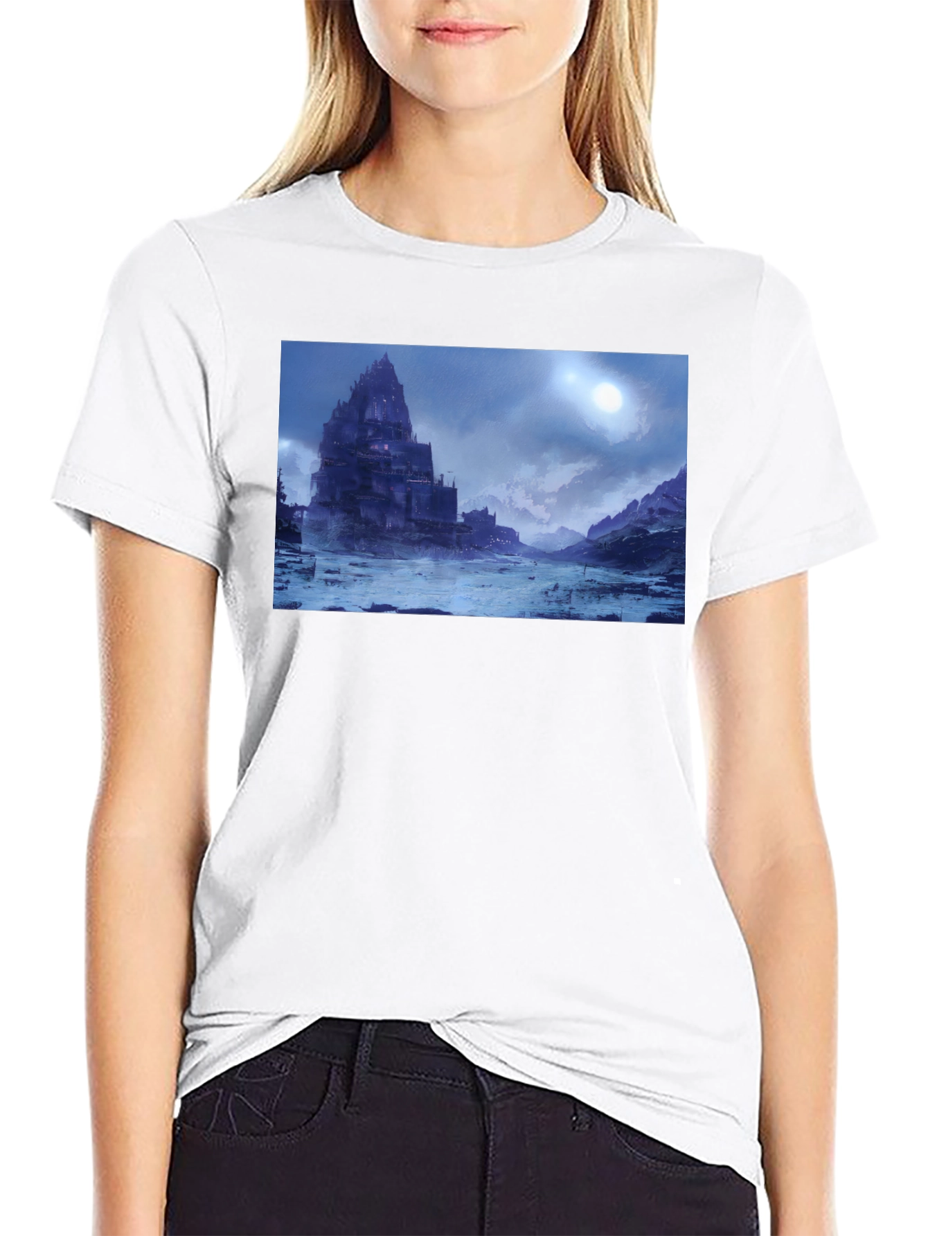 Medieval Castle Landscape Black T-Shirt