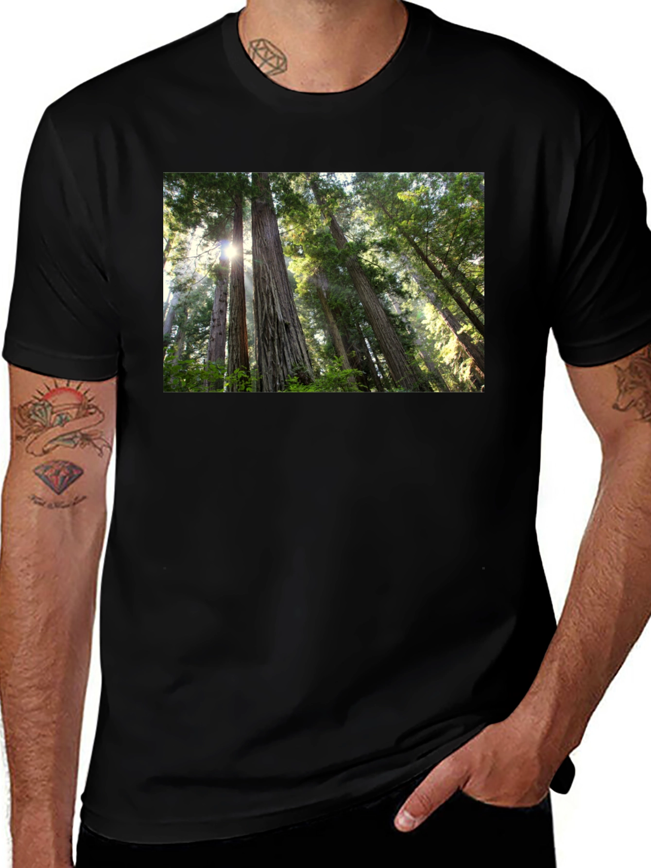 Forest Scene Black T-Shirt