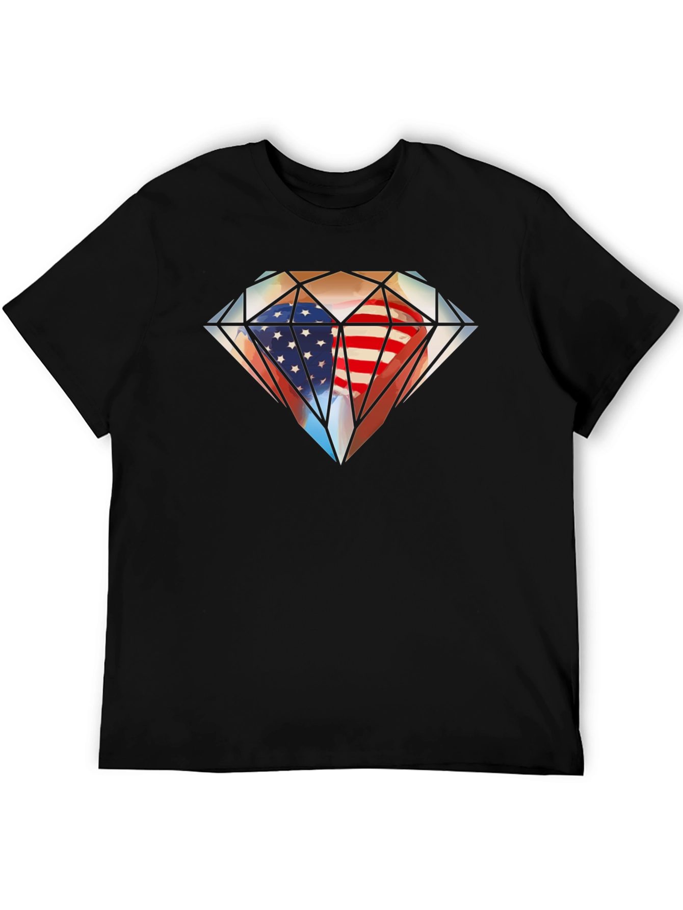 American Flag Diamond Graphic T-Shirt