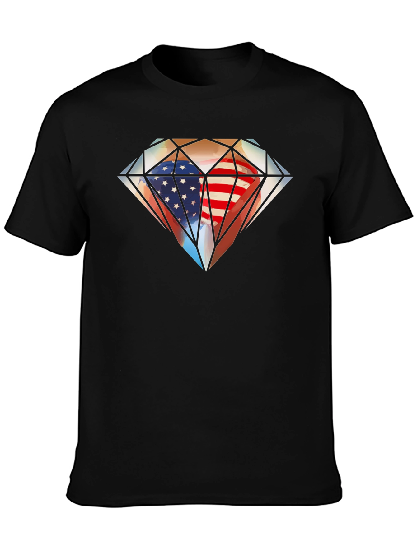 American Flag Diamond Graphic T-Shirt