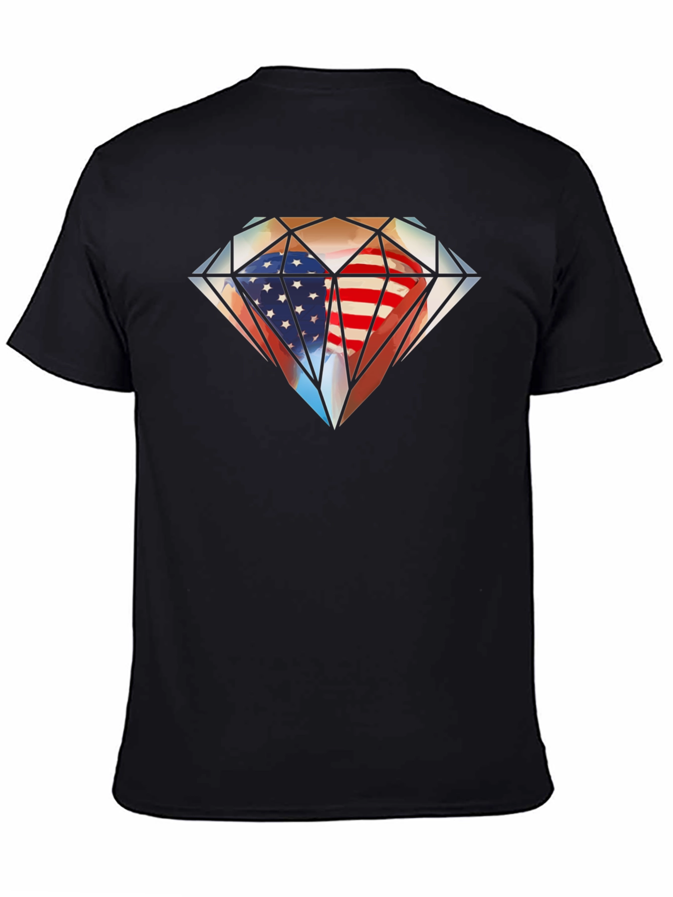 American Flag Diamond Graphic T-Shirt