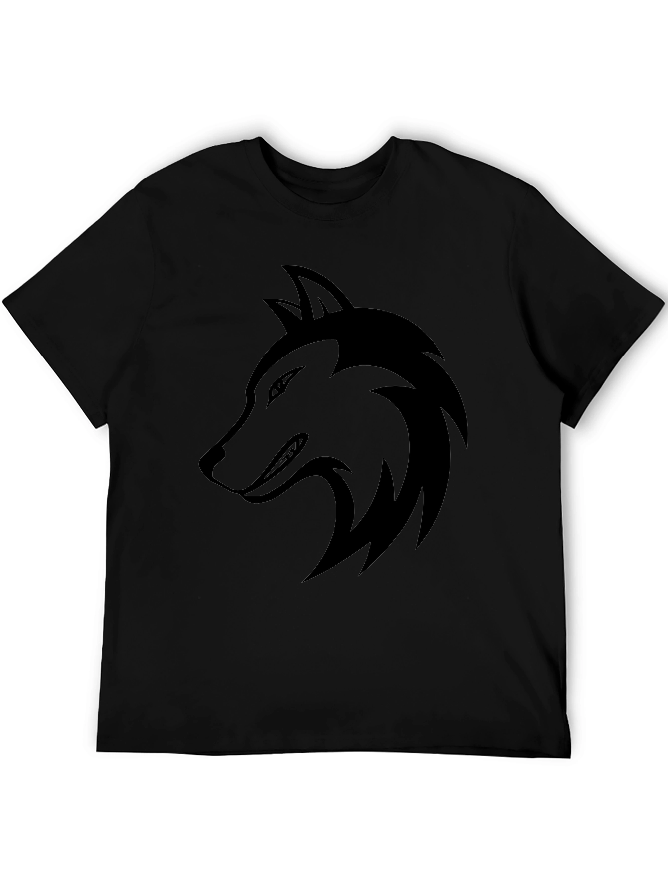 Mens Black Wolf Graphic Tee - Stylish Casual Wear