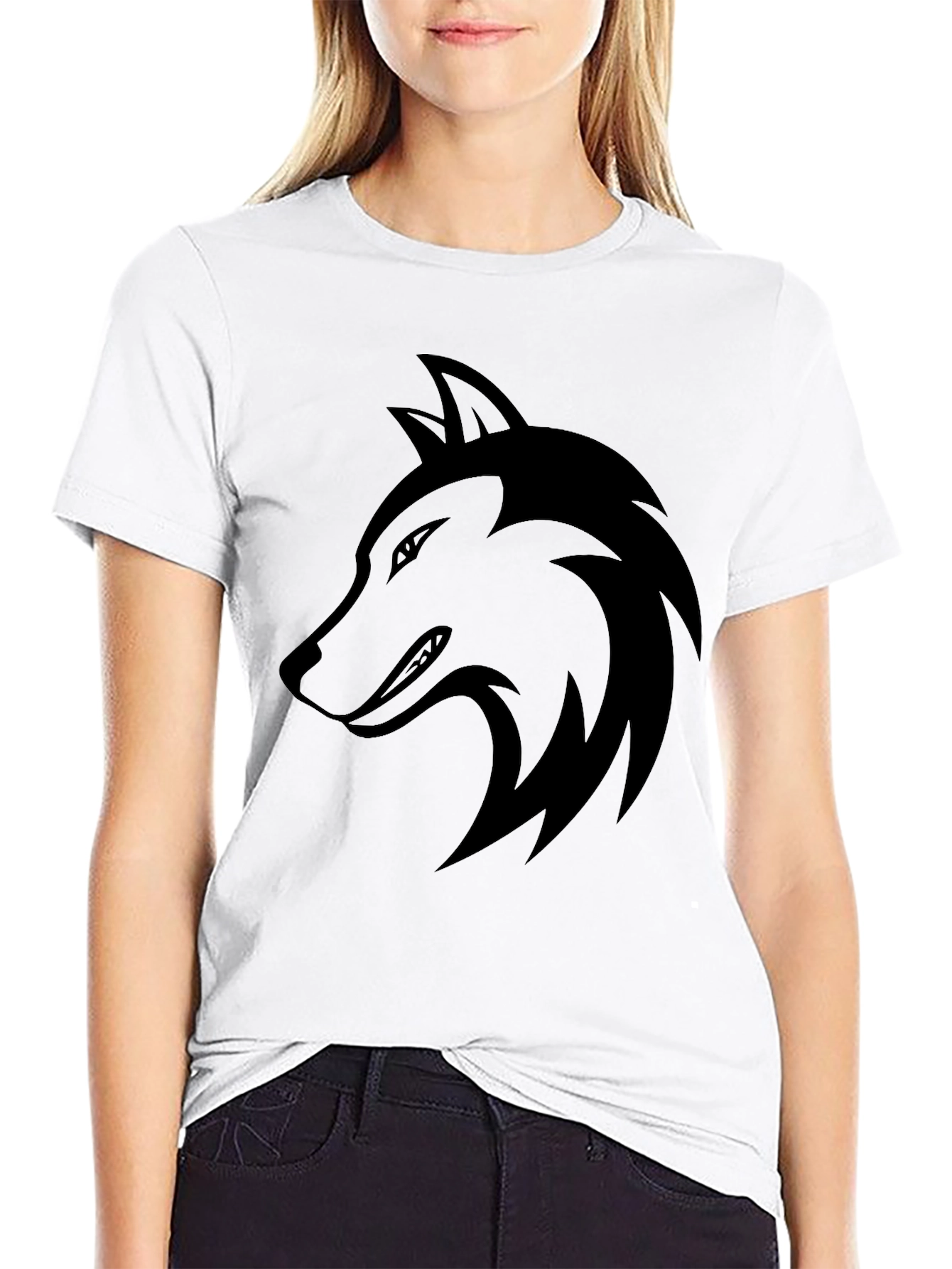Mens Black Wolf Graphic Tee - Stylish Casual Wear
