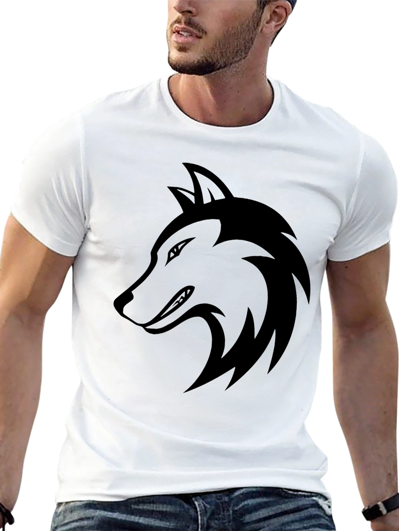 Mens Black Wolf Graphic Tee - Stylish Casual Wear