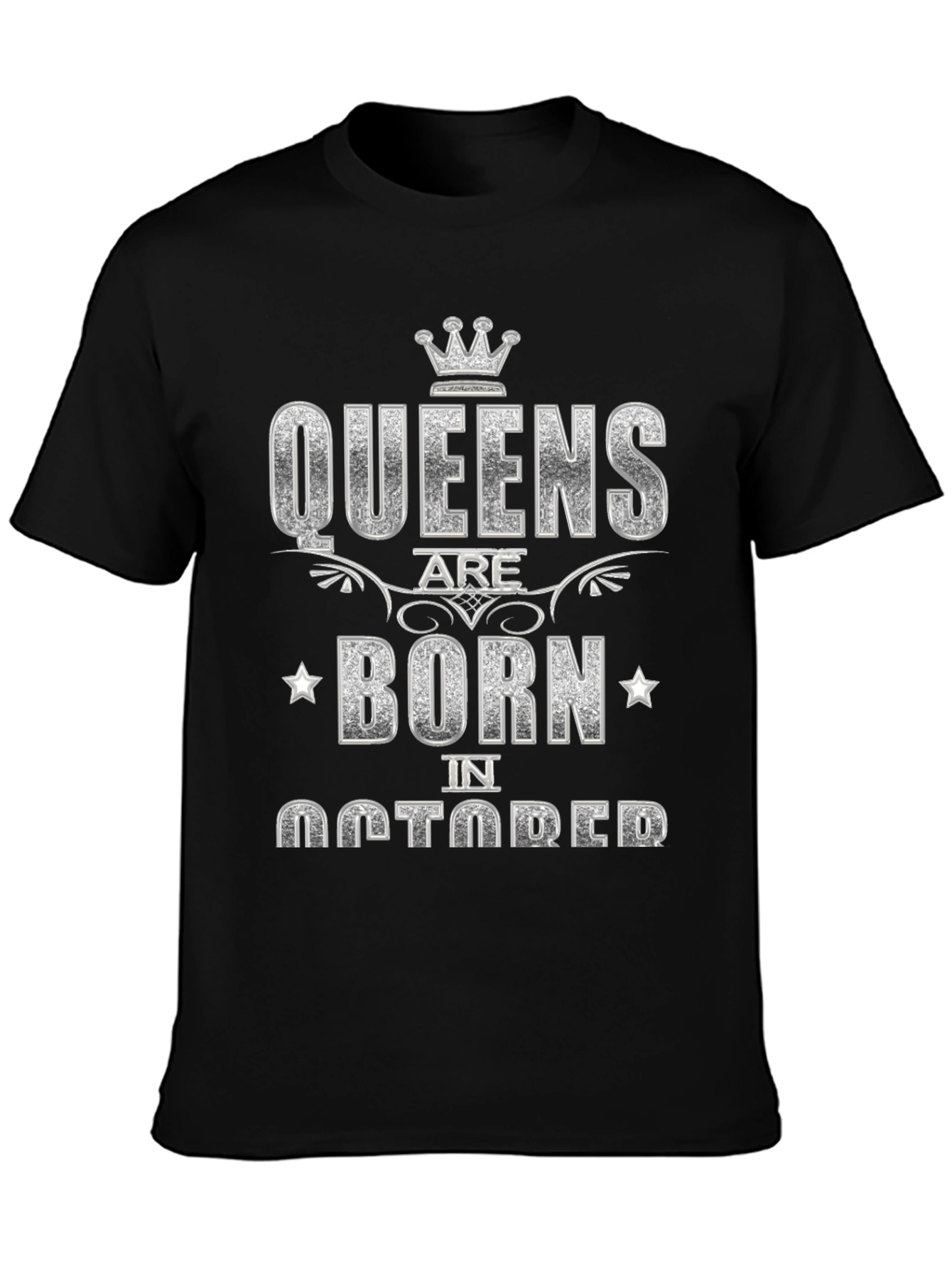 Queens Born in October Black T-Shirt