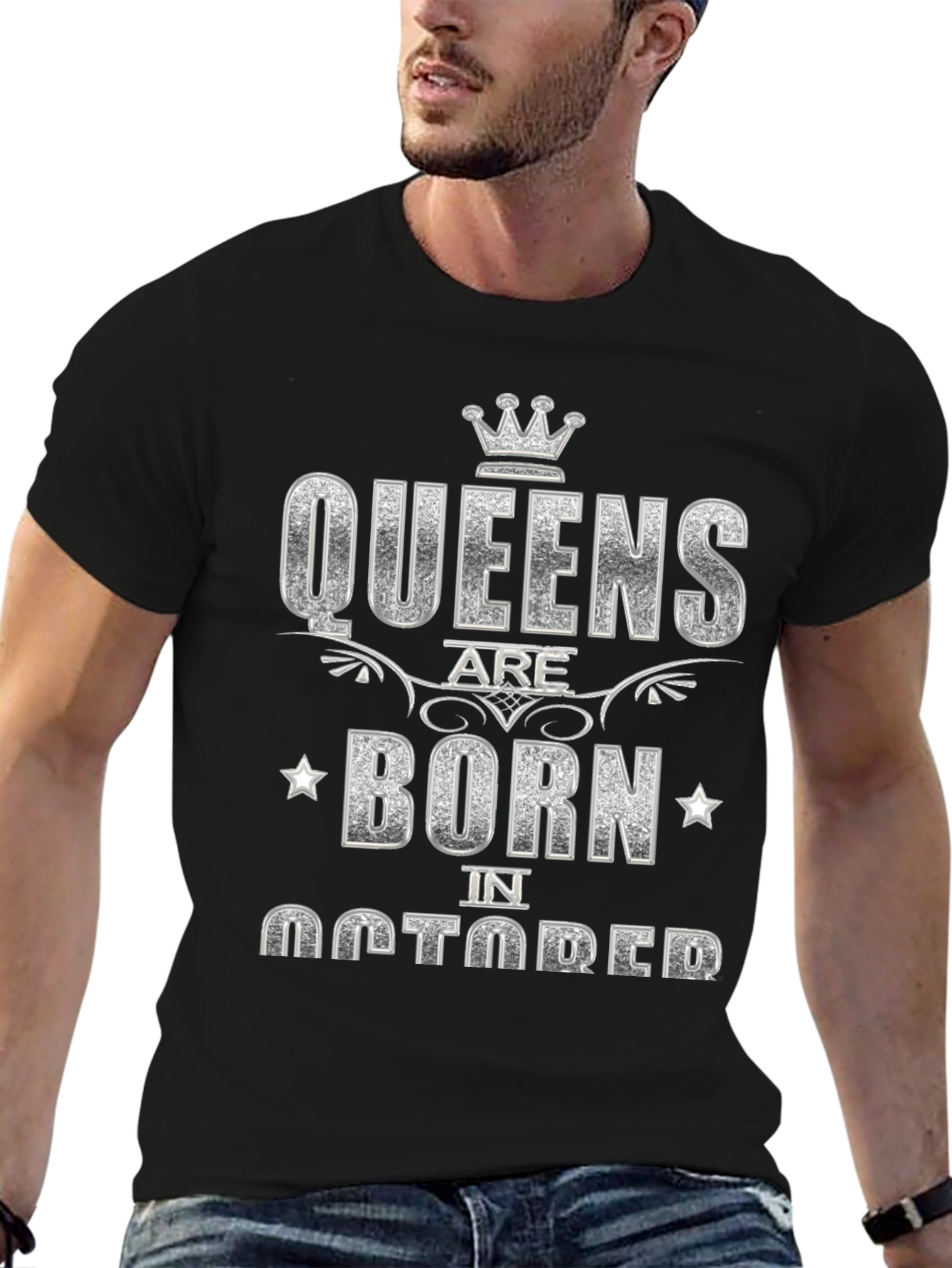 Queens Born in October Black T-Shirt