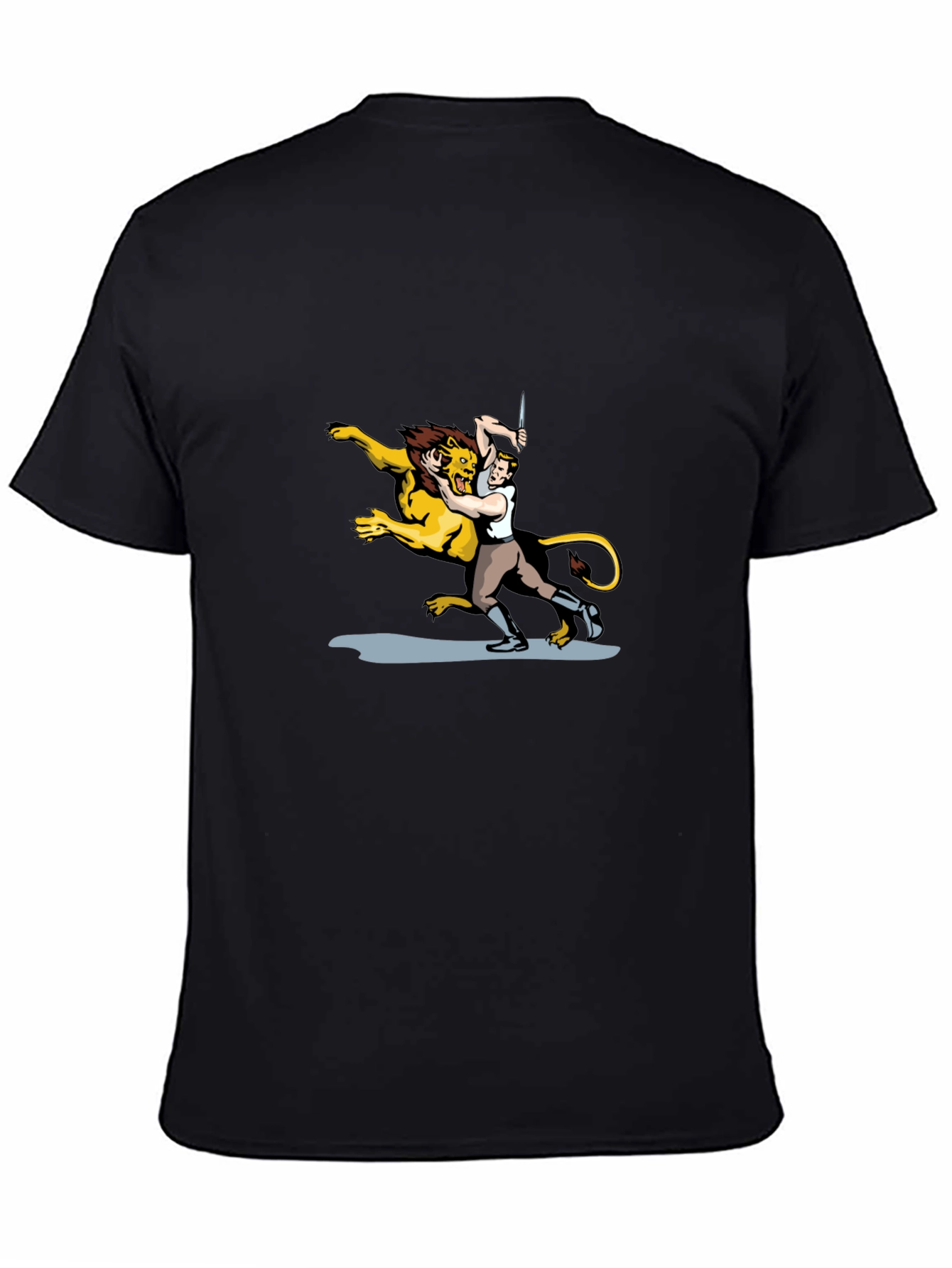Lion Wrestler Graphic Tee - Classic Black T-Shirt