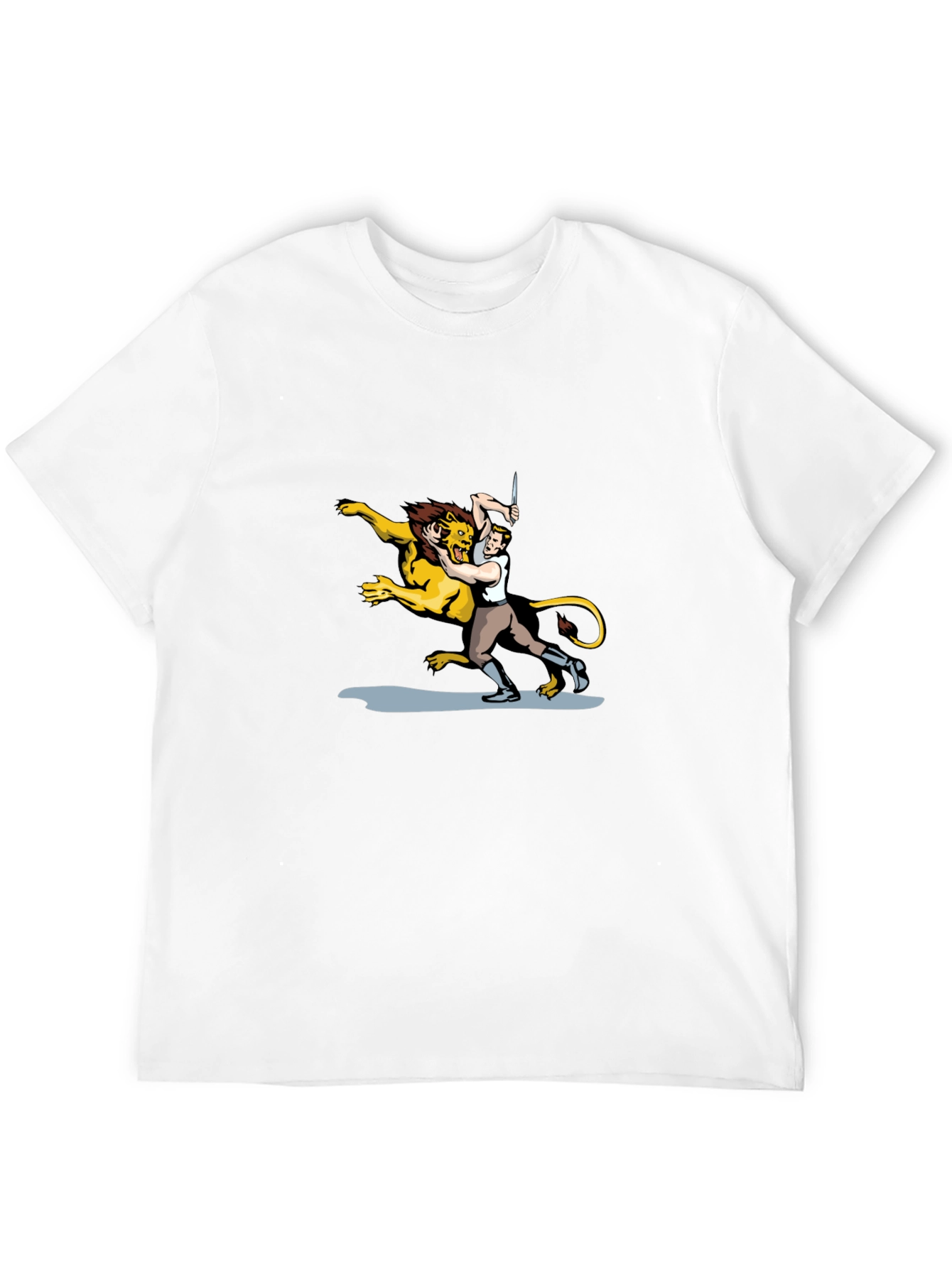 Lion Wrestler Graphic Tee - Classic Black T-Shirt