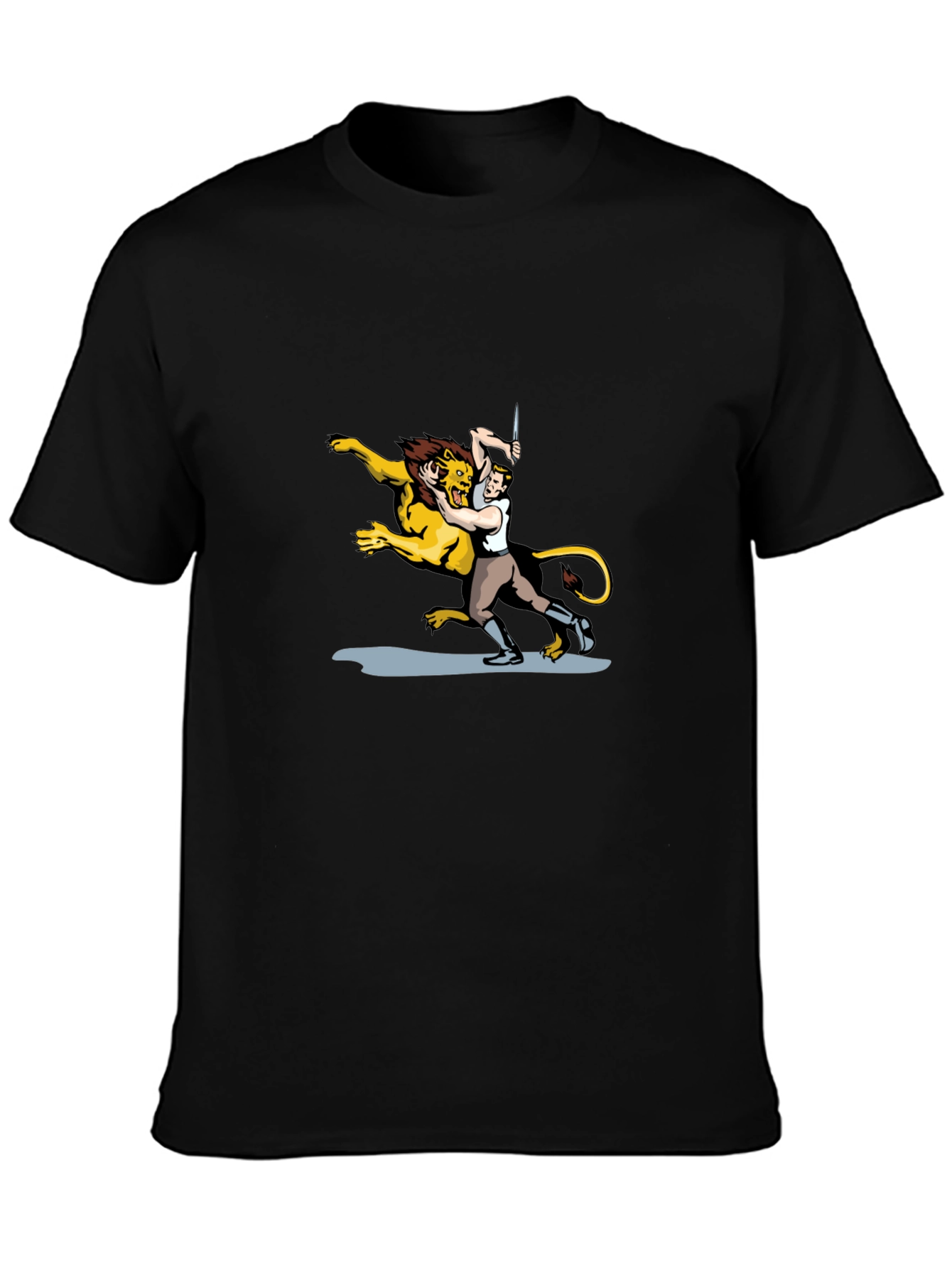 Lion Wrestler Graphic Tee - Classic Black T-Shirt