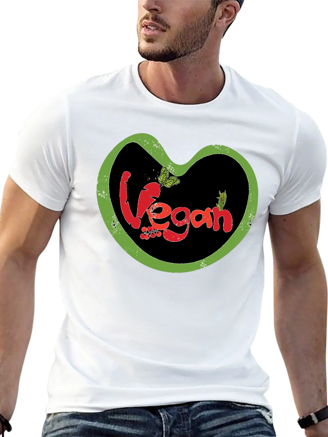 Vegan T-Shirt: Heart-Shaped Design