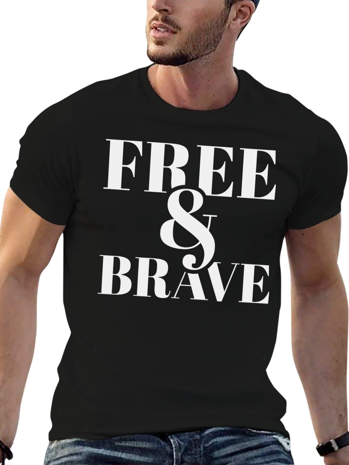 Free & Brave Graphic Tee - Patriotic Black T-Shirt