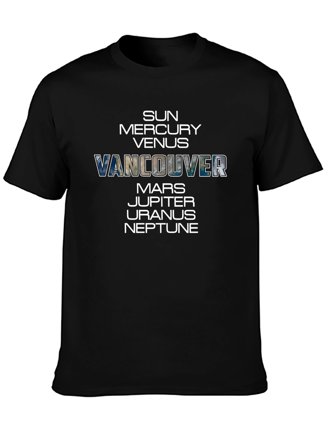 Vancouver Planets Black T-Shirt