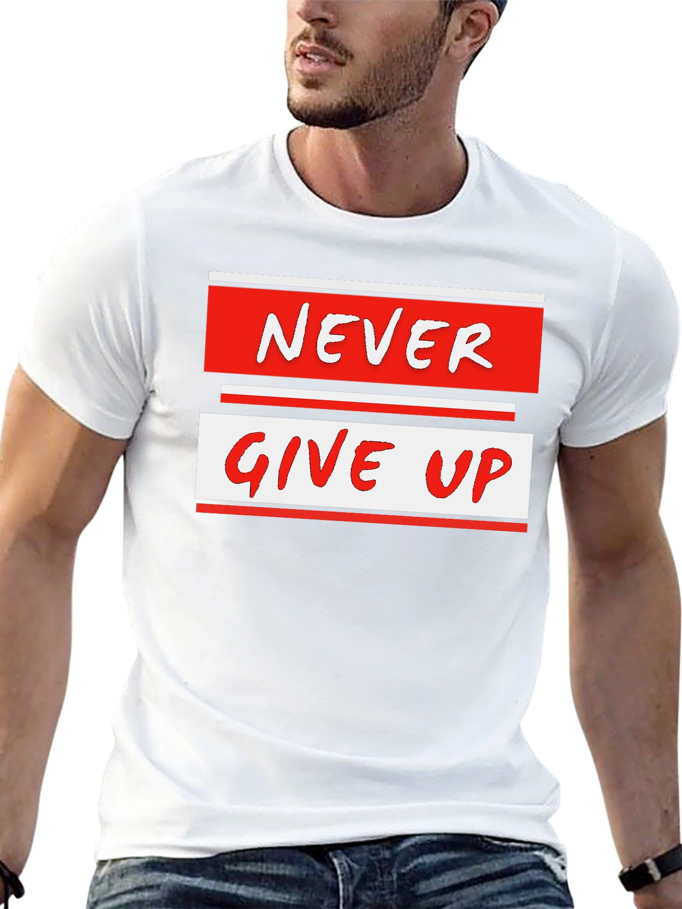 Never Give Up Graphic Tee - Motivational Black T-Shirt