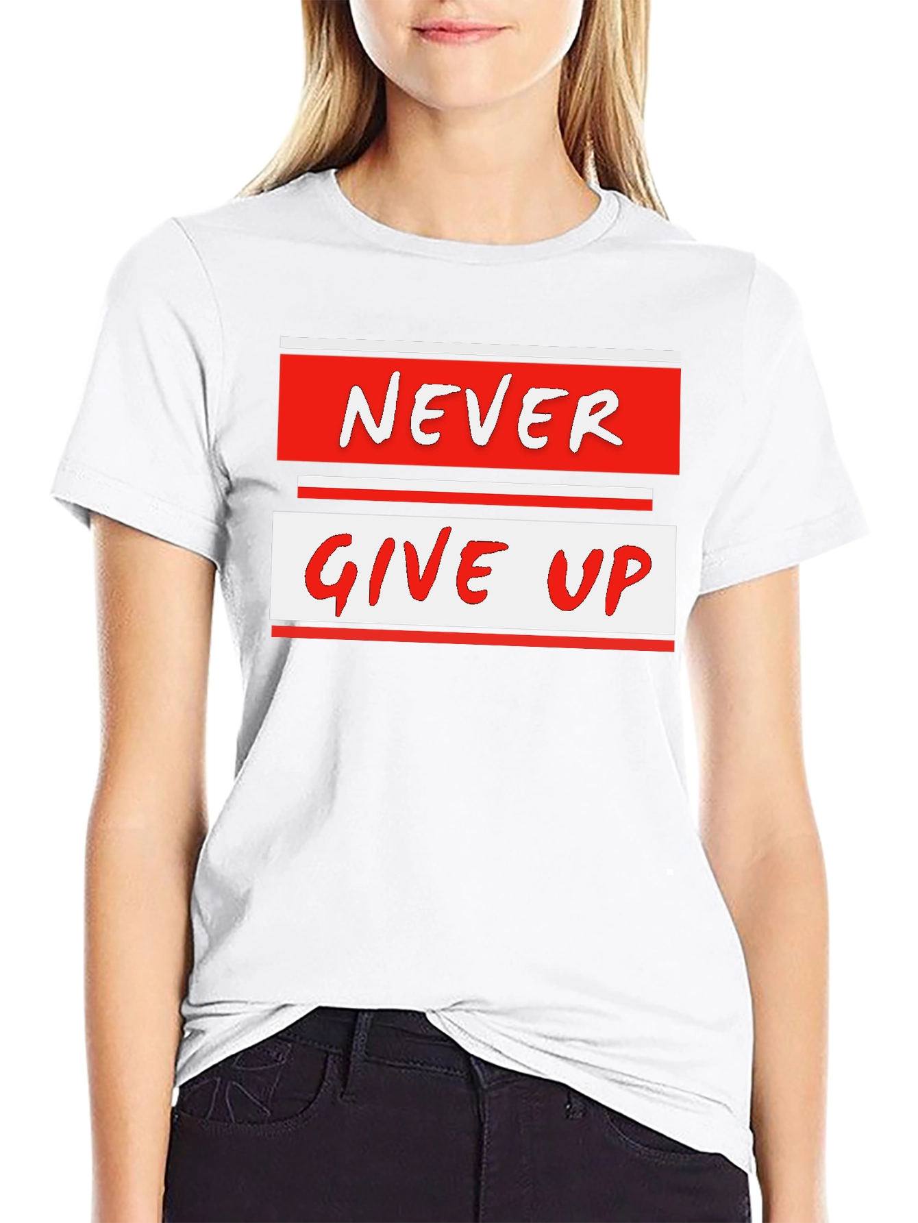 Never Give Up Graphic Tee - Motivational Black T-Shirt
