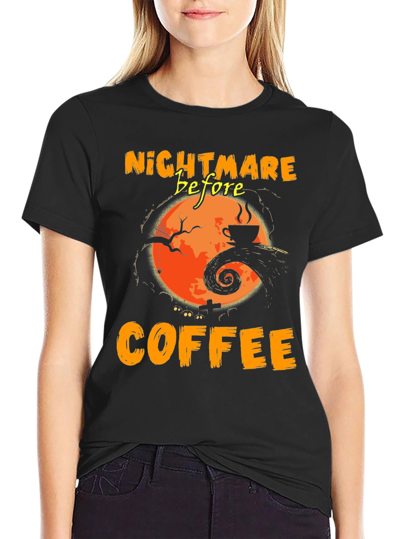 Nightmare Before Coffee Graphic Tee - Halloween T-Shirt