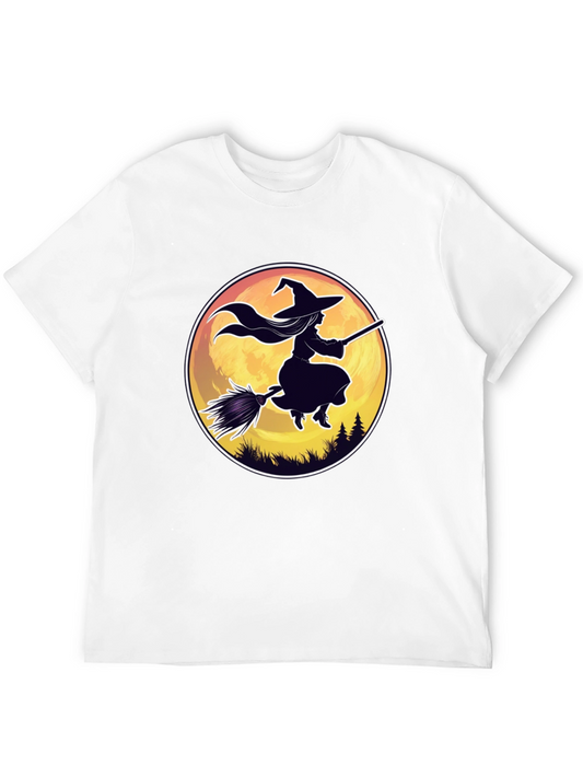 Witch on Broomstick Graphic Tee - Halloween Shirt