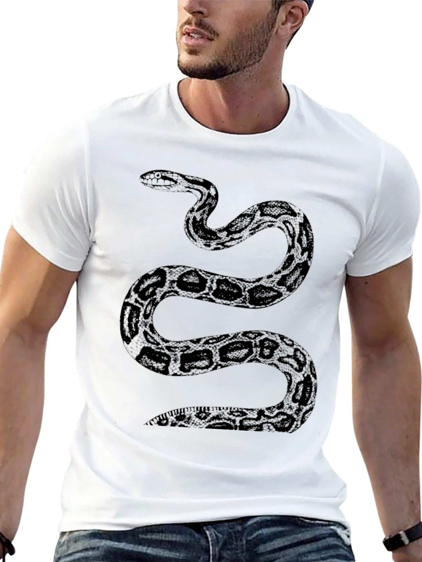 Black Snake Graphic Tee - Stylish Mens T-Shirt