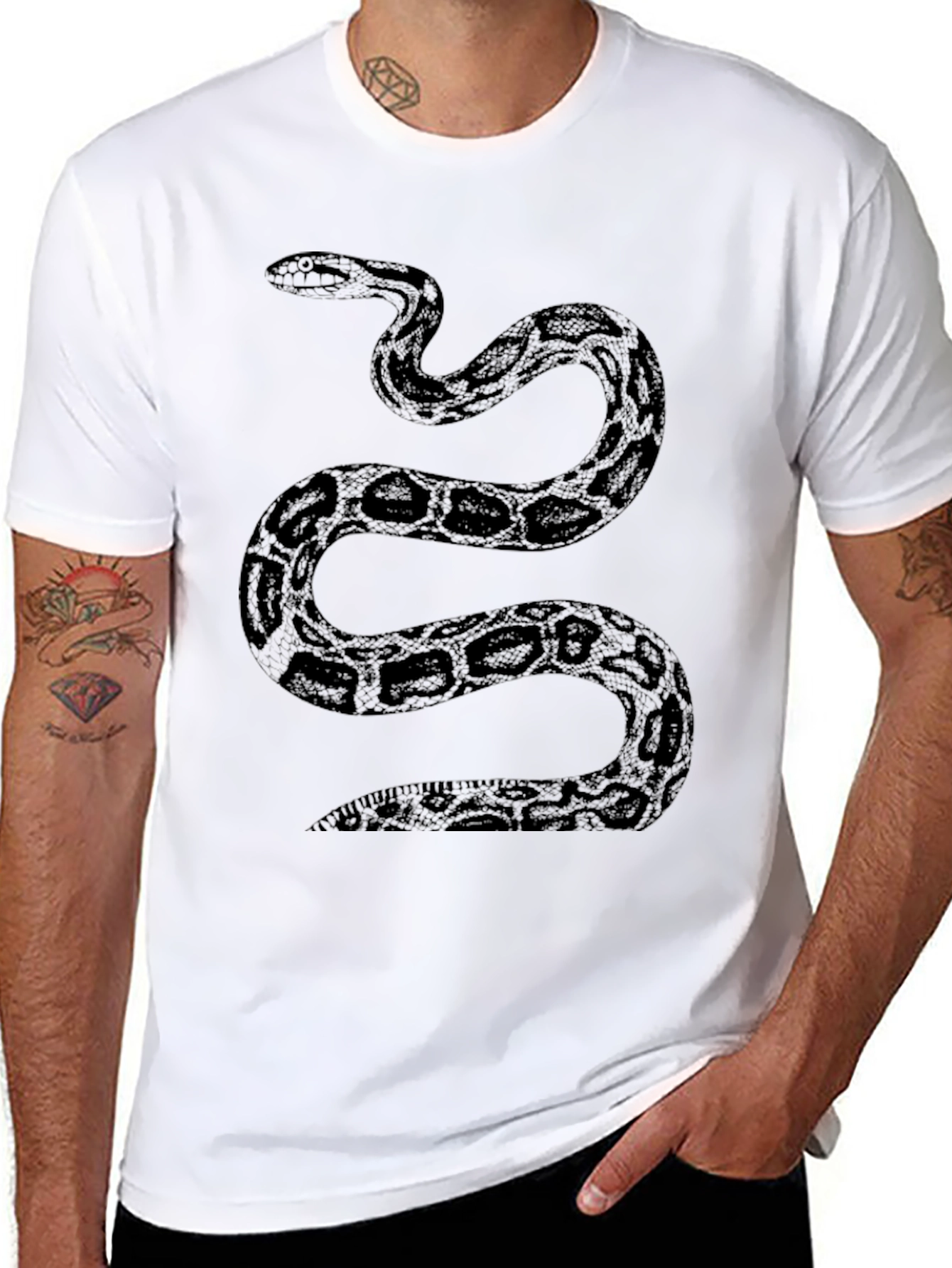 Black Snake Graphic Tee - Stylish Mens T-Shirt