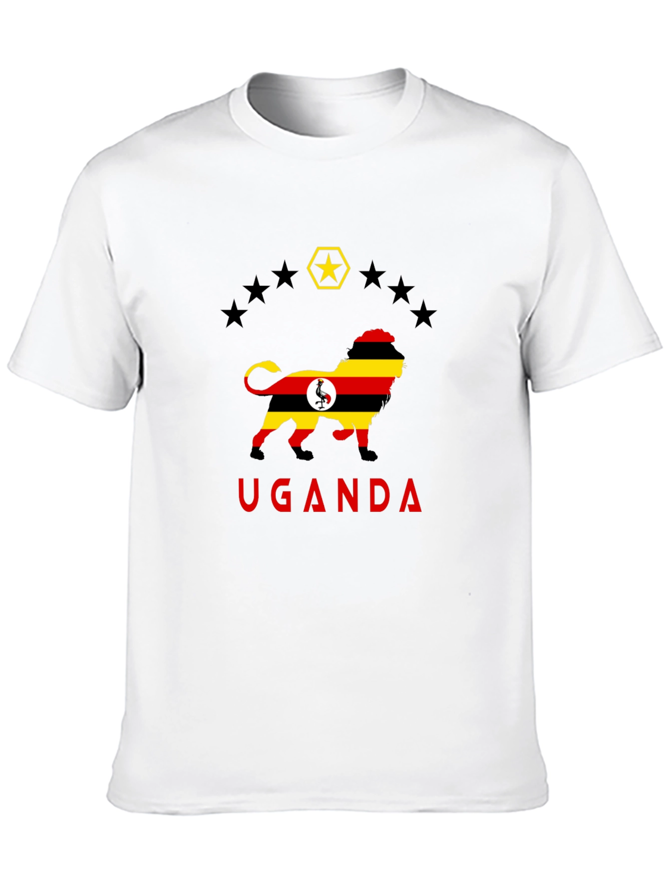 Uganda Flag Lion Graphic Tee - Black