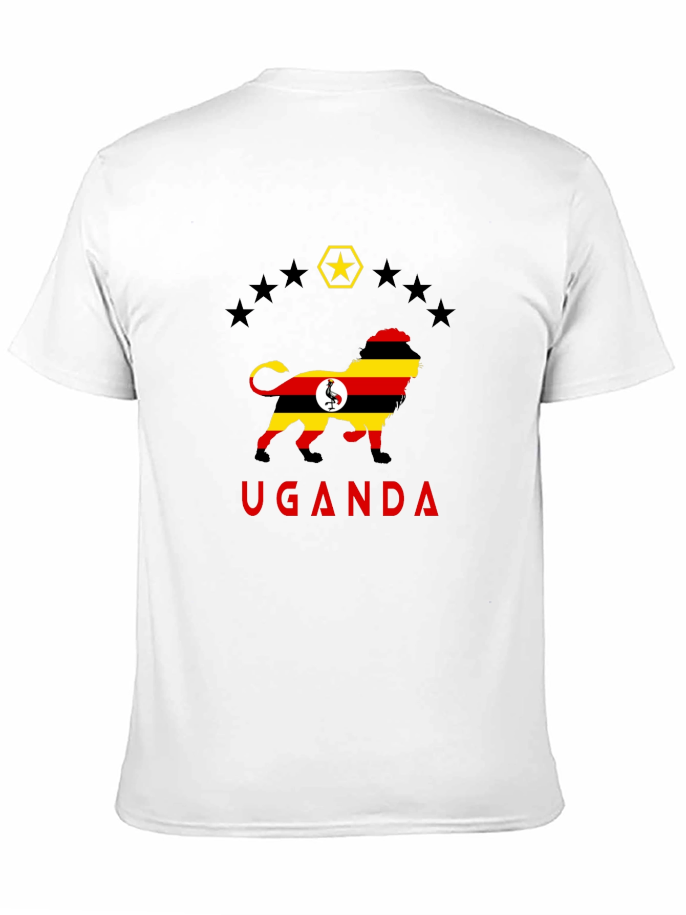 Uganda Flag Lion Graphic Tee - Black