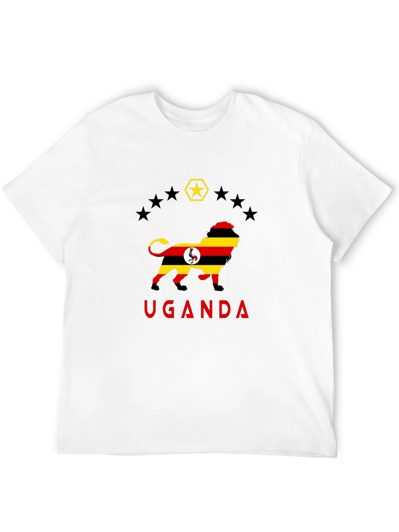 Uganda Flag Lion Graphic Tee - Black