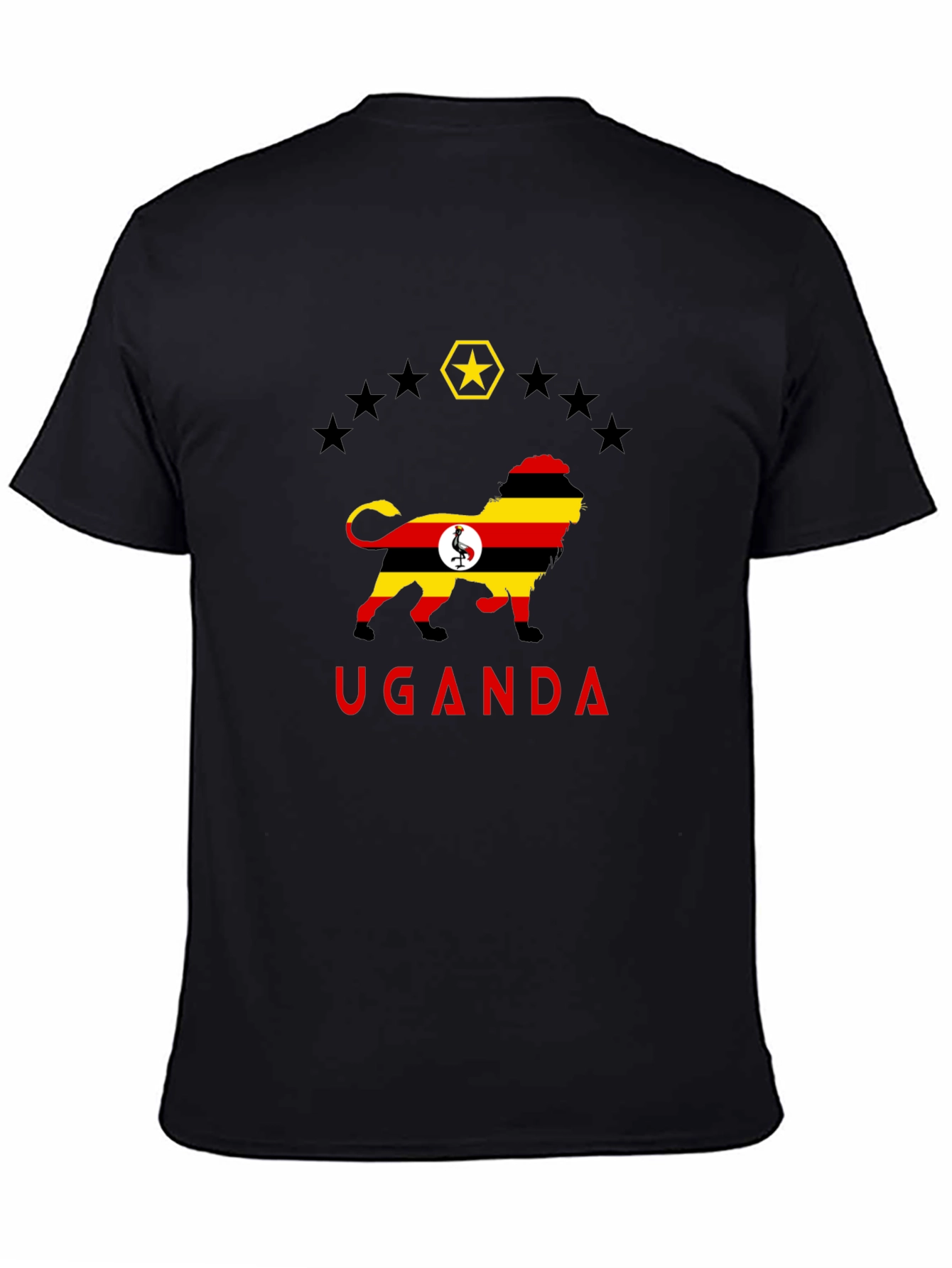 Uganda Flag Lion Graphic Tee - Black