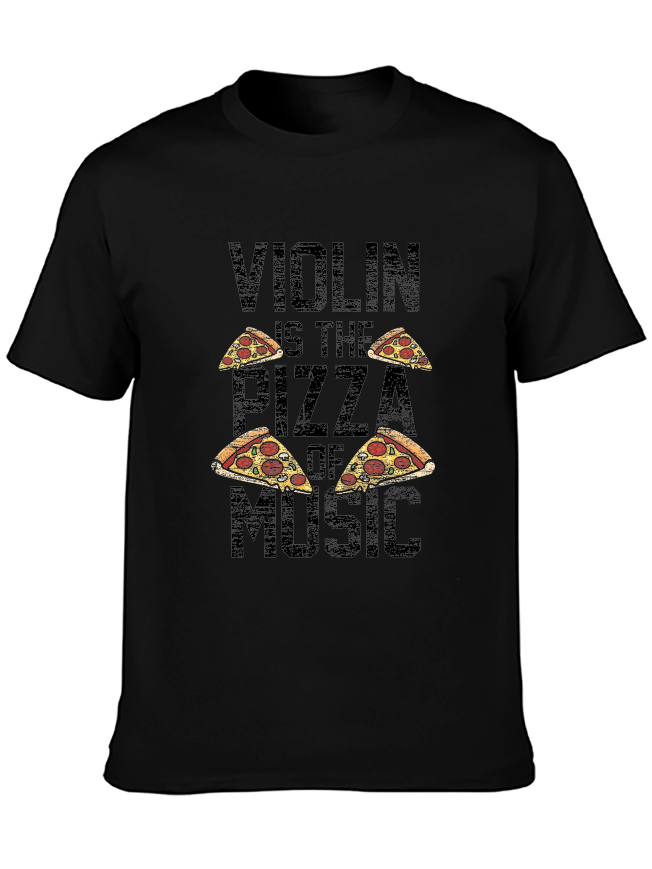 Violin Pizza of Music T-Shirt - Black