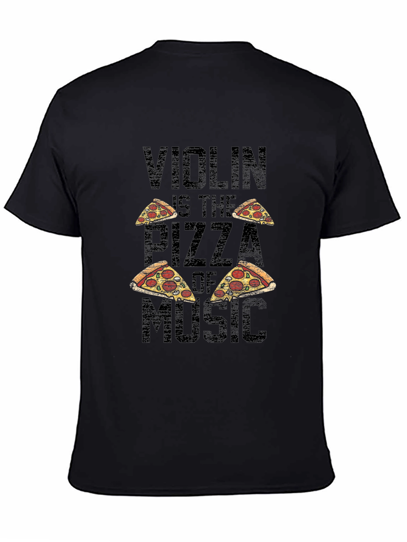 Violin Pizza of Music T-Shirt - Black