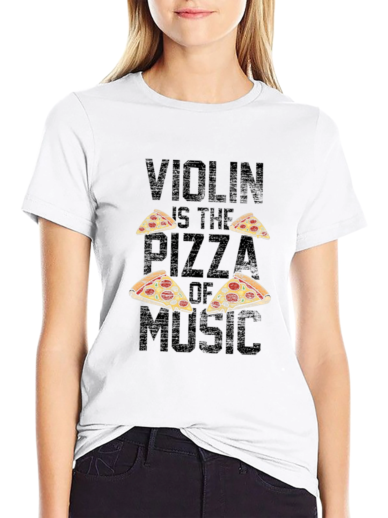 Violin Pizza of Music T-Shirt - Black