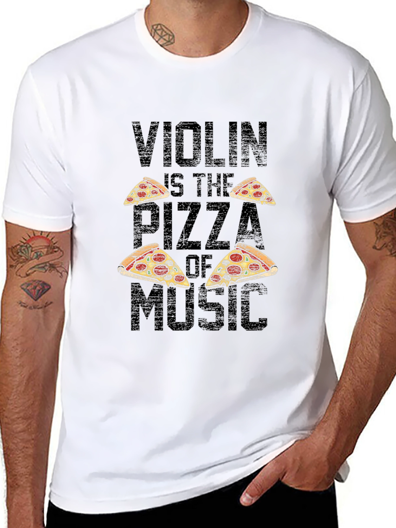 Violin Pizza of Music T-Shirt - Black