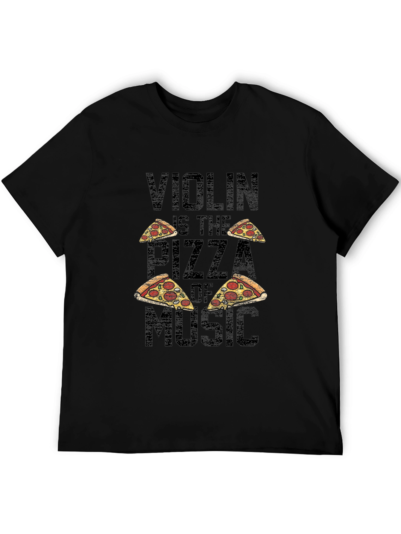 Violin Pizza of Music T-Shirt - Black