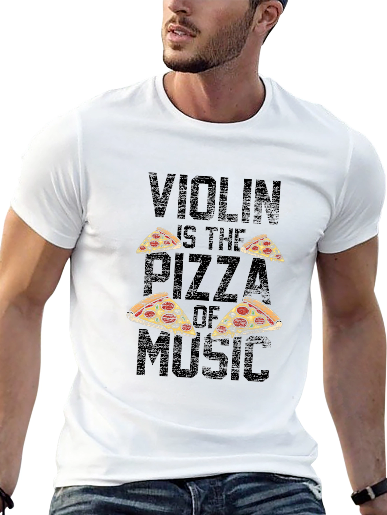 Violin Pizza of Music T-Shirt - Black
