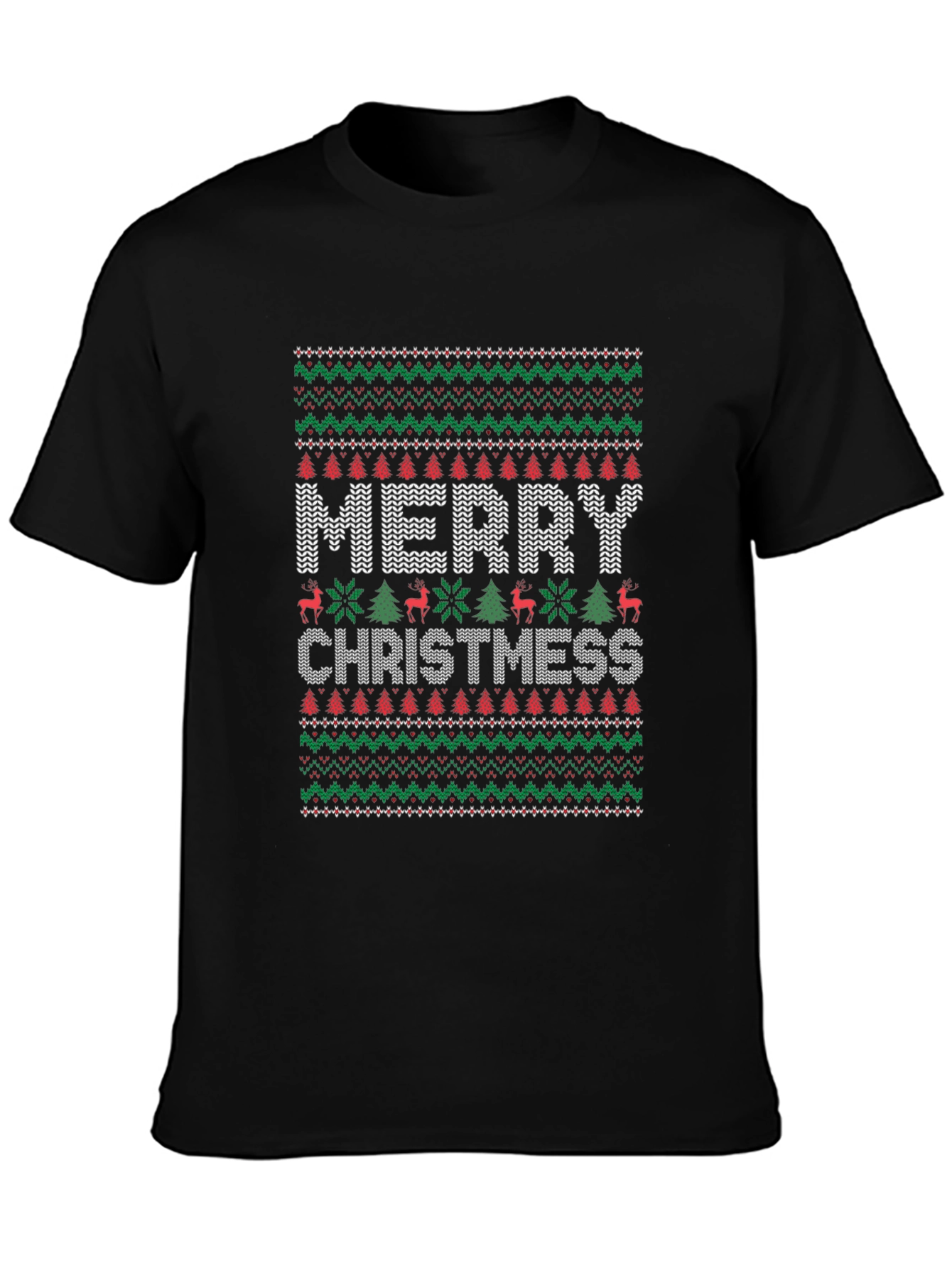 Merry Christmas Knit Pattern T-Shirt