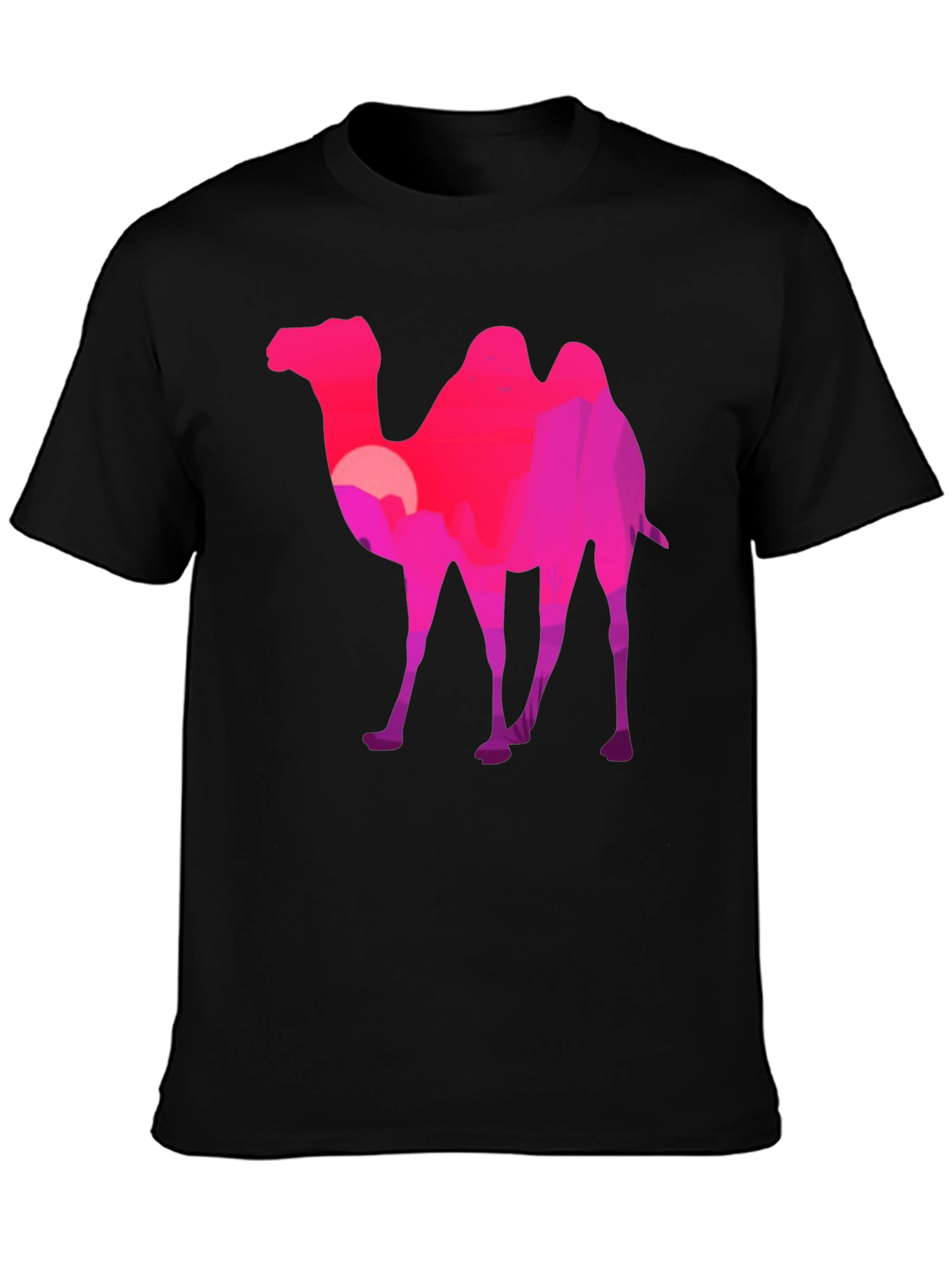 Camel Silhouette T-Shirt - Desert Sunset Graphic Tee
